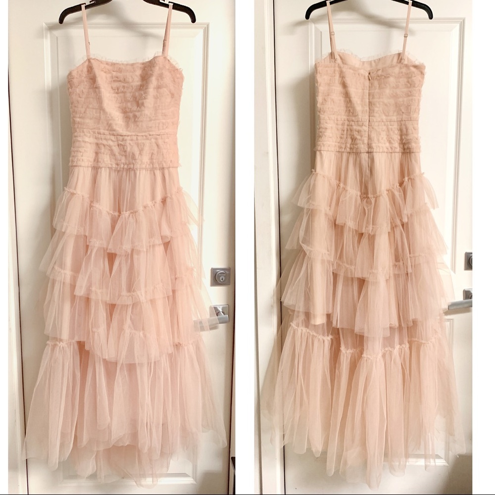 BCBGMAXAZRIA Ruffled Tulle High-low dress
